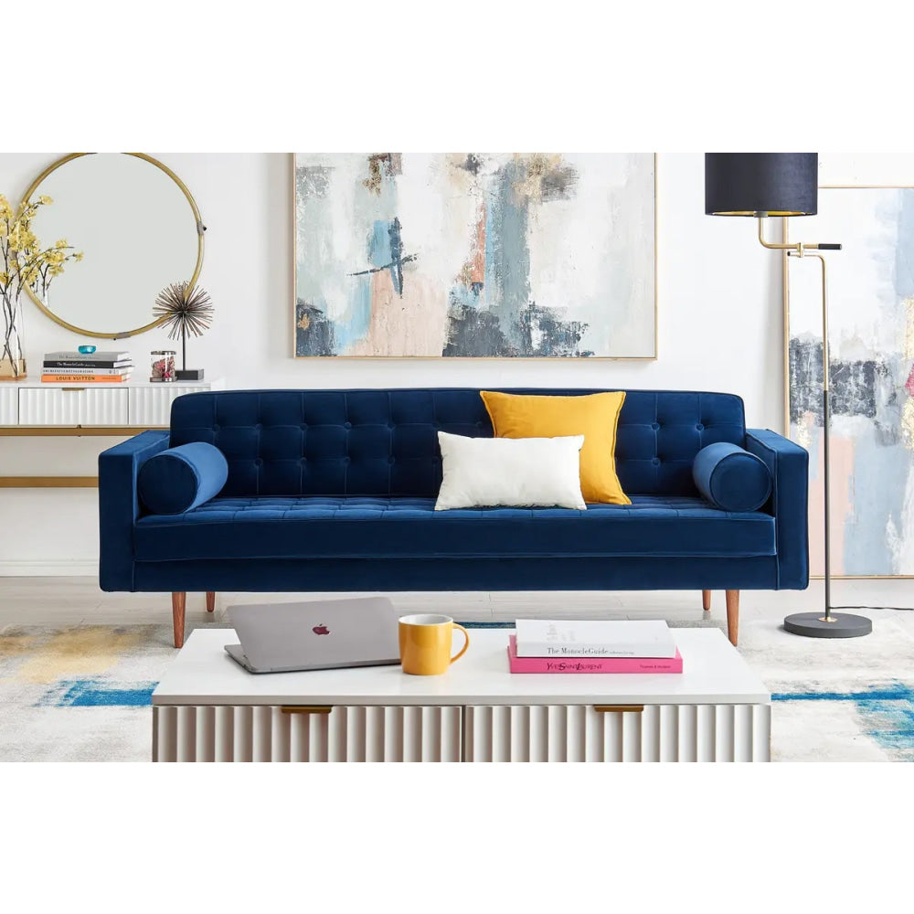 Marcella Velvet 3 Seater Sofa Navy Sofas Fast shipping On sale