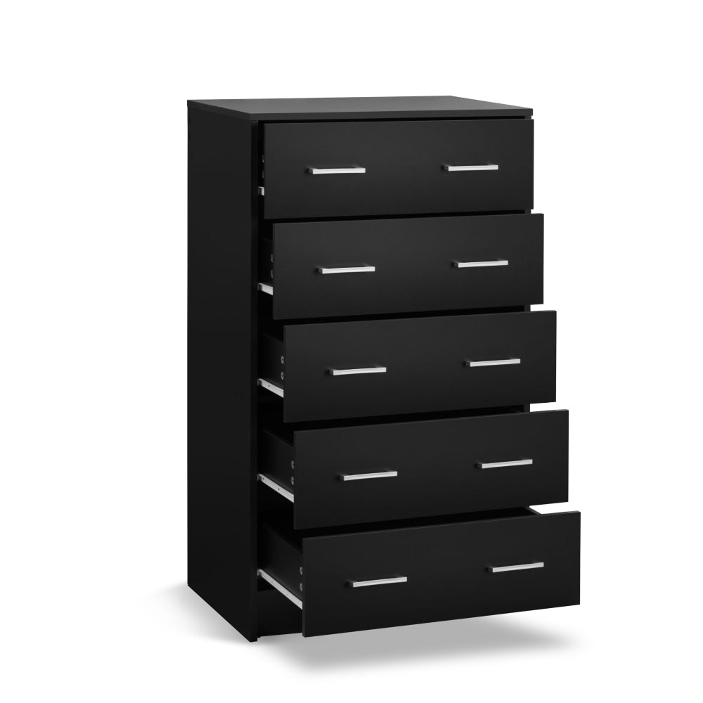 Marcus Wooden Chest Of 5-Drawers Tallboy Storage Cabinet Black Drawers Fast shipping On sale
