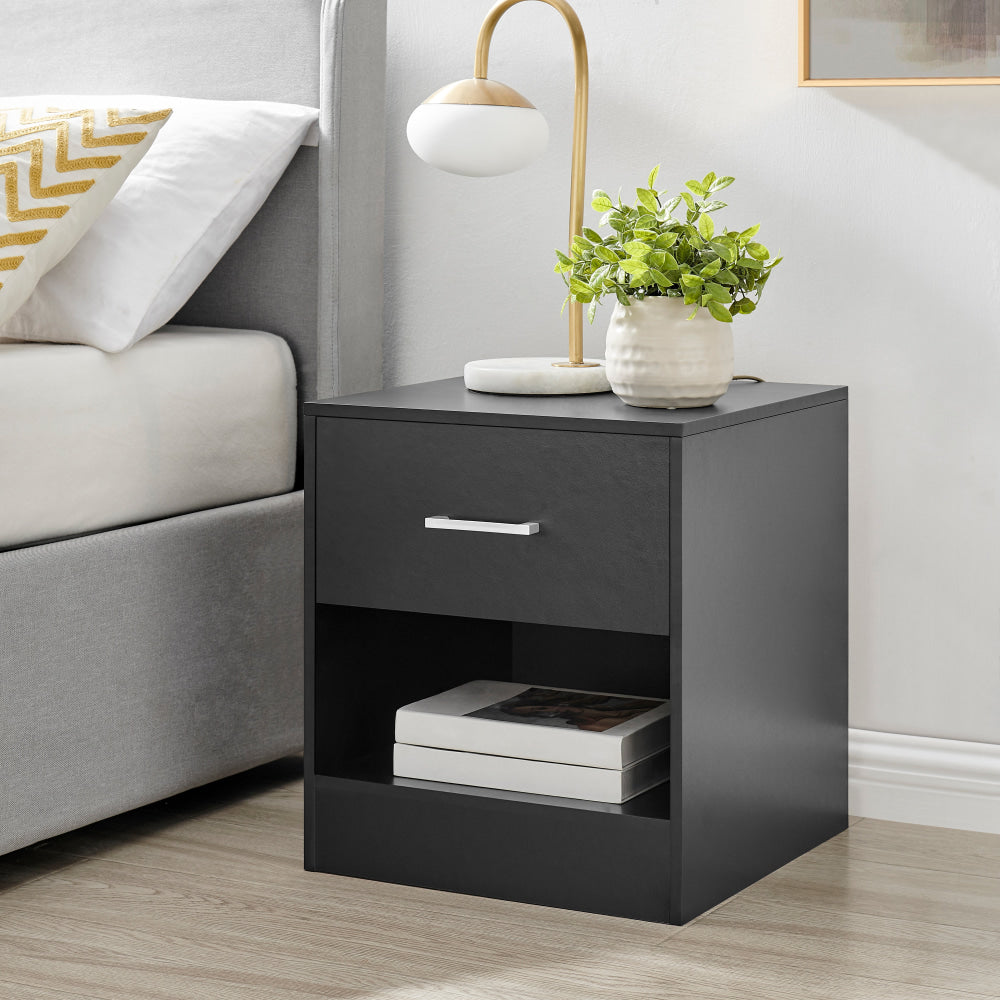 Marcus Wooden Nightstand Bedside Table W/ 1-Drawer Black Fast shipping On sale