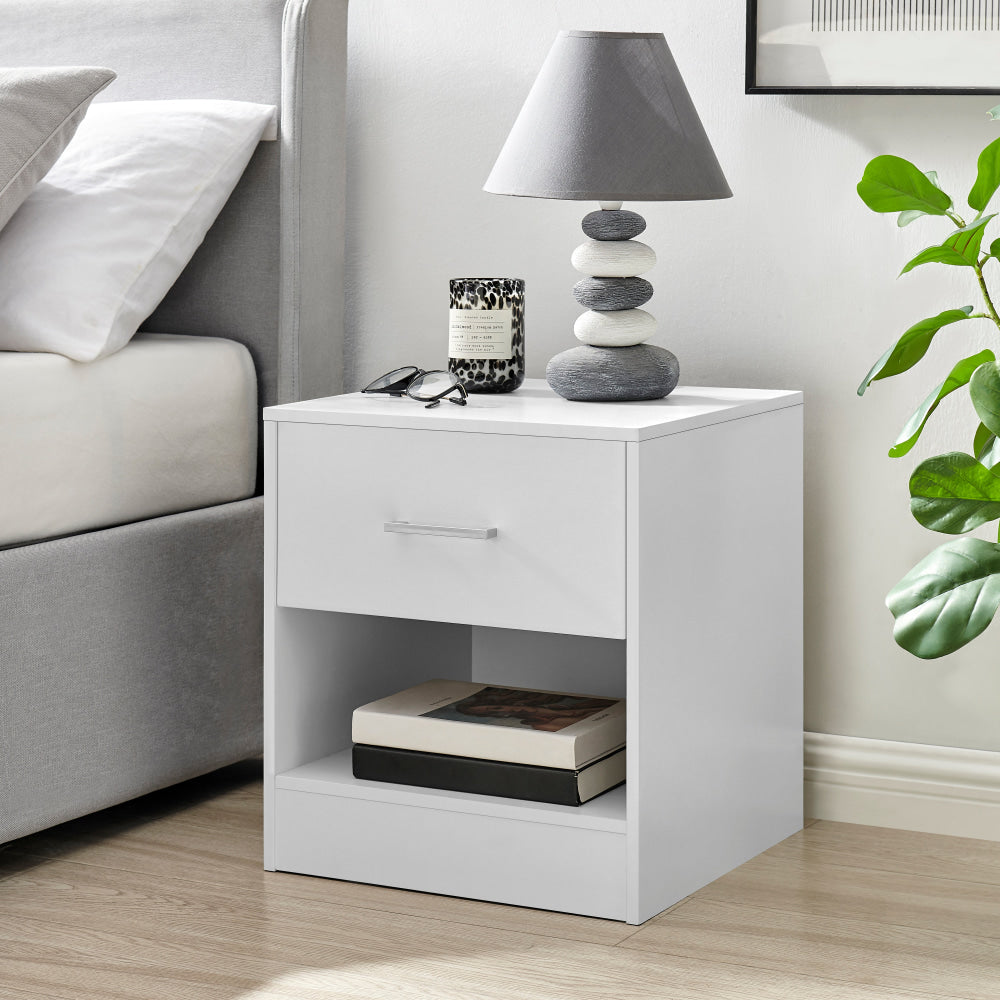 Marcus Wooden Nightstand Bedside Table W/ 1-Drawer White Fast shipping On sale