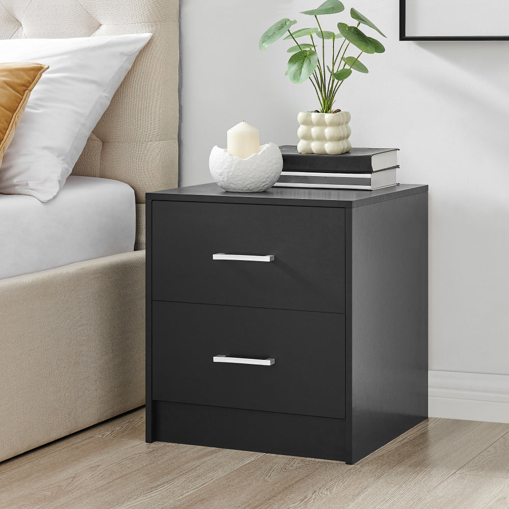 Marcus Wooden Nightstand Bedside Table W/ 2-Drawer Black Fast shipping On sale