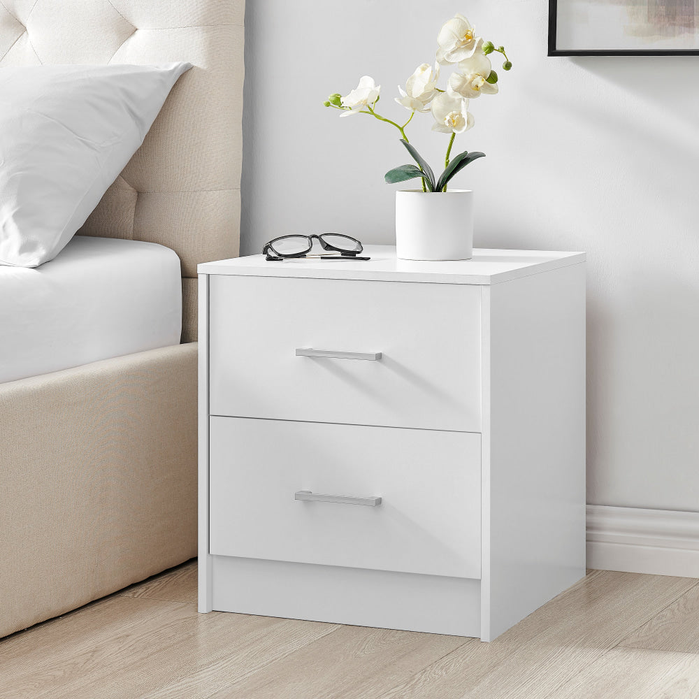 Marcus Wooden Nightstand Bedside Table W/ 2-Drawer White Fast shipping On sale