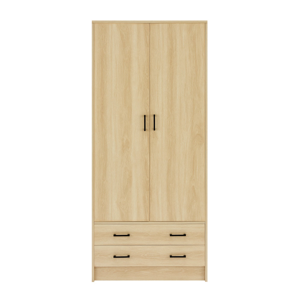 Marcus Wooden Wardrobe Clothes Rack Organizer Storage 2-Doors Oak Fast shipping On sale