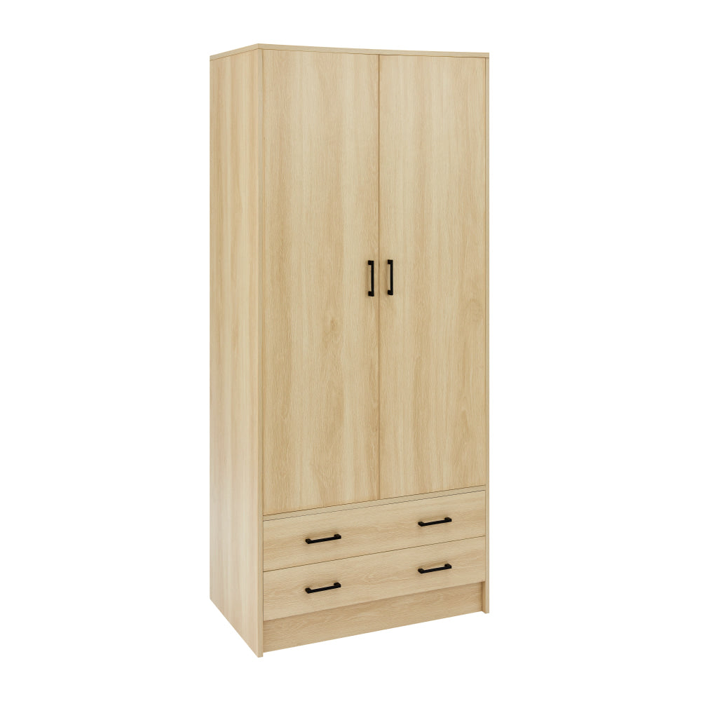 Marcus Wooden Wardrobe Clothes Rack Organizer Storage 2-Doors Oak Fast shipping On sale