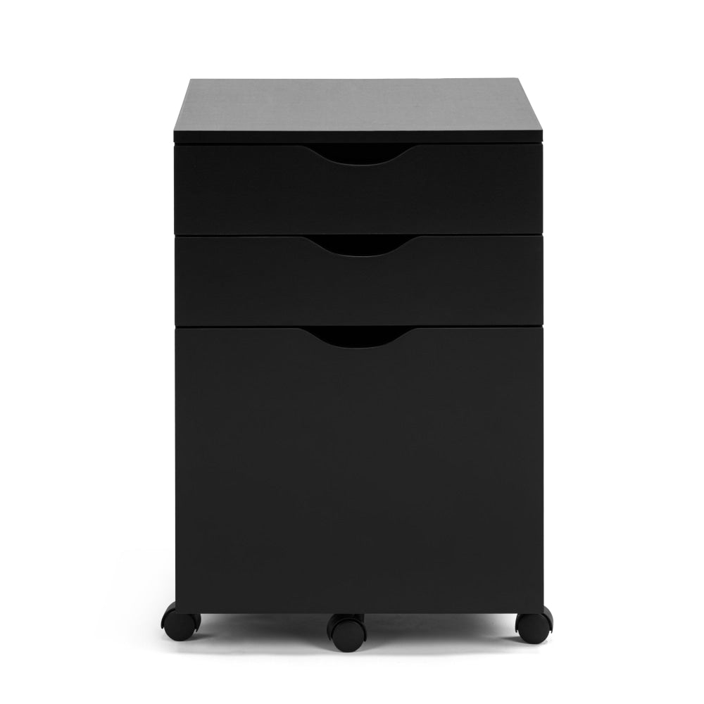 Marias Mobile Pedestal Filing Cabinet Storage W/ 3-Drawers - Black Fast shipping On sale