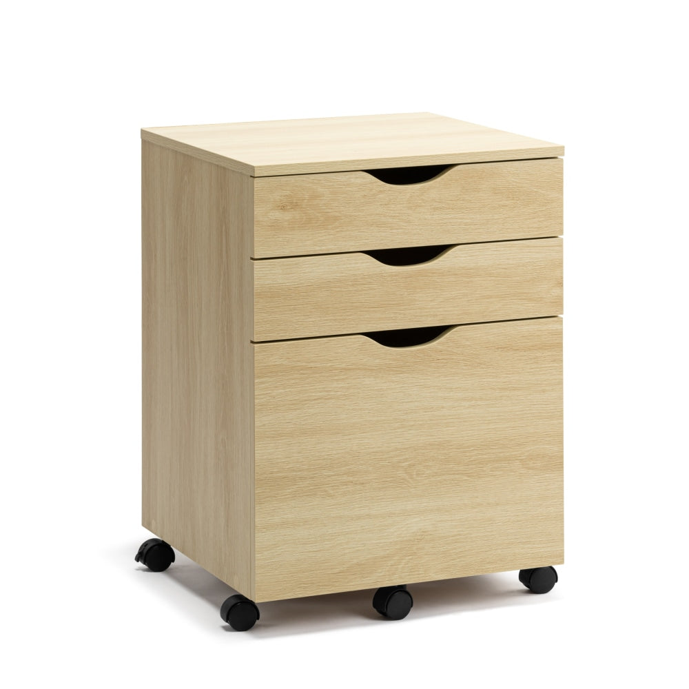 Marias Mobile Pedestal Filing Cabinet Storage W/ 3-Drawers - Oak Fast shipping On sale