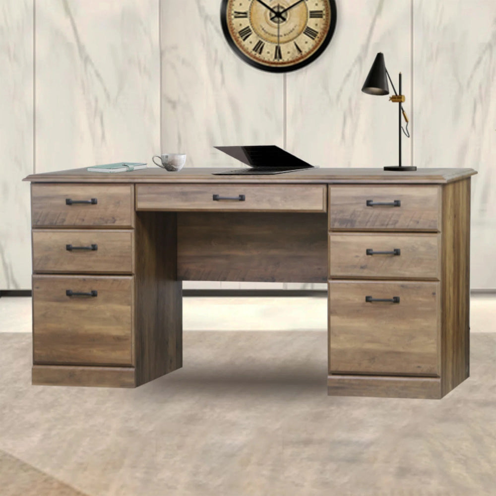 Marosi Manager Executive Computer Office Working Desk W/ Drawers Storage Rustic Oak Fast shipping On sale