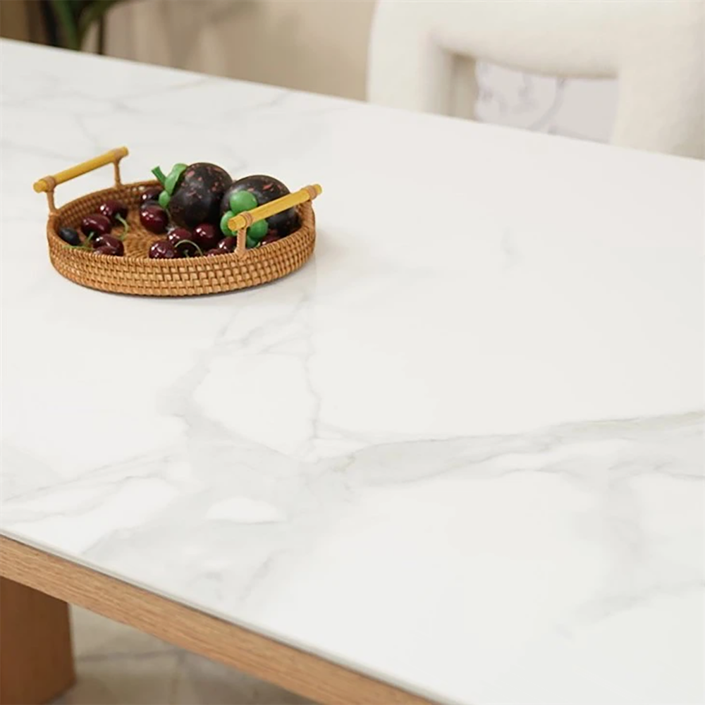 Marve Rectangular Sintered Stone Marble Looking Kitchen Dining 180cm White/Natural Table Fast shipping On sale