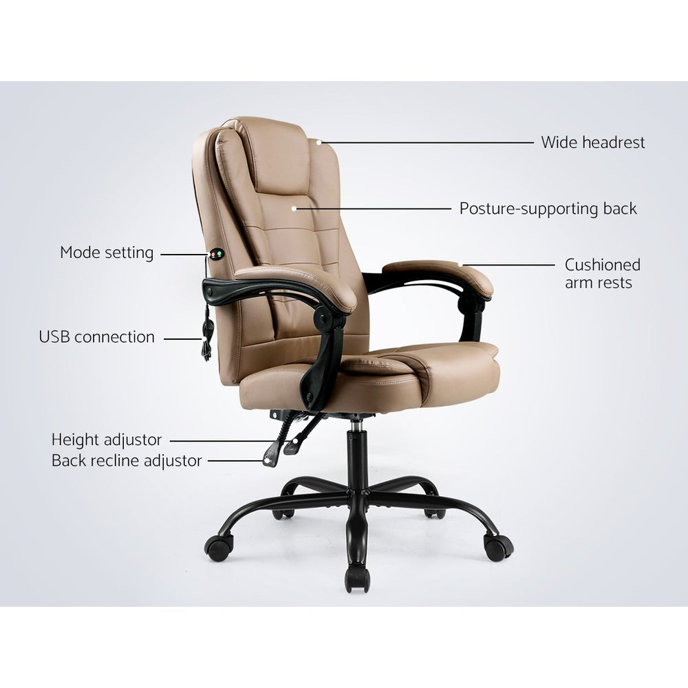 Massage Office Chair PU Leather Recliner Computer Gaming Chairs Espresso Fast shipping On sale