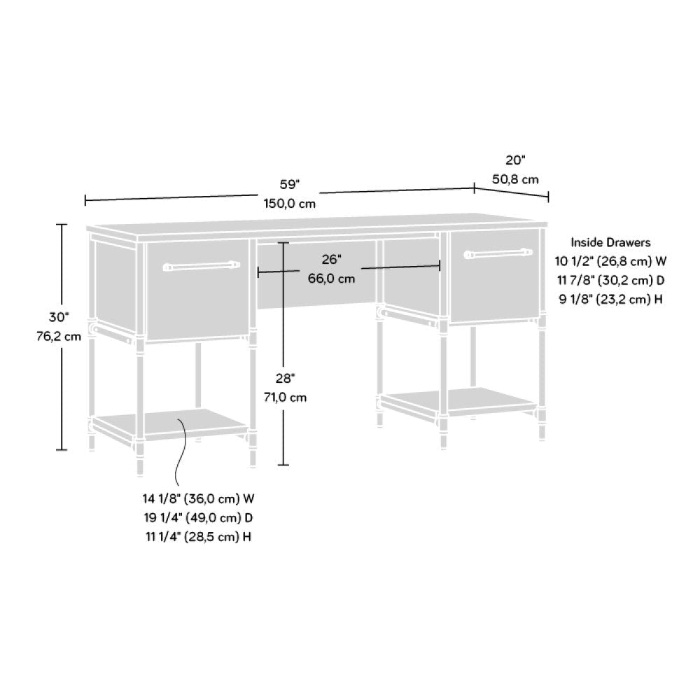 Mateo Industrial Working Computer Home Office Desk 2-Drawer Checked Oak Fast shipping On sale