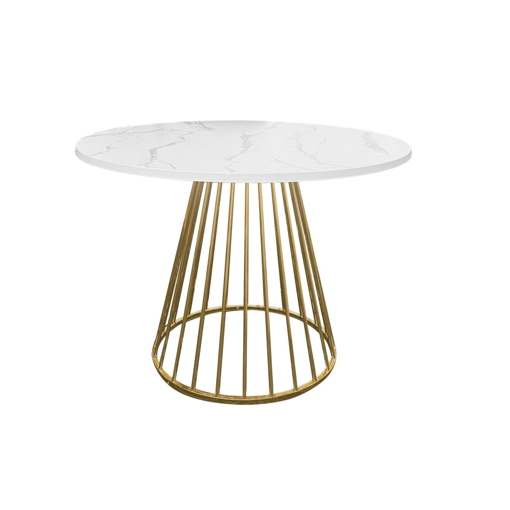 Matilda Round Kitchen Dining Table 110cm W/ Powdercoated Legs - Faux Laminate Marble/Gold Fast shipping On sale