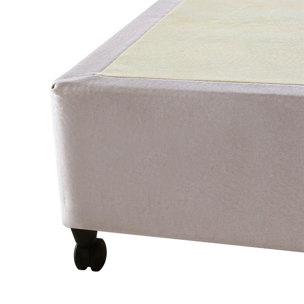 Mattress Base Ensemble Double Size Solid Wooden Slat in Beige with Removable Cover Bed Frame Fast shipping On sale