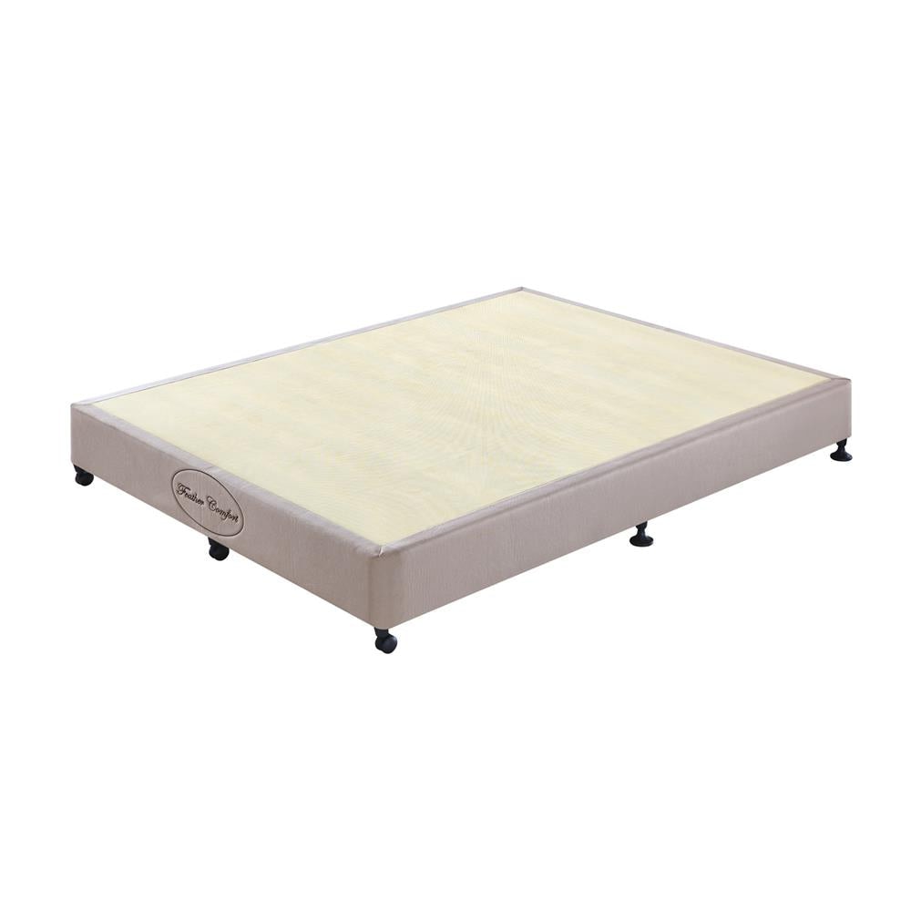 Mattress Base Ensemble Double Size Solid Wooden Slat in Beige with Removable Cover Bed Frame Fast shipping On sale