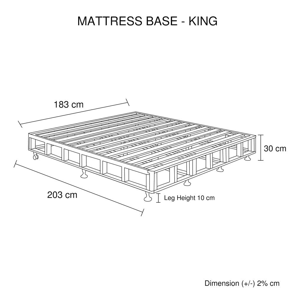 Mattress Base Ensemble King Size Solid Wooden Slat in Beige with Removable Cover Bed Frame Fast shipping On sale