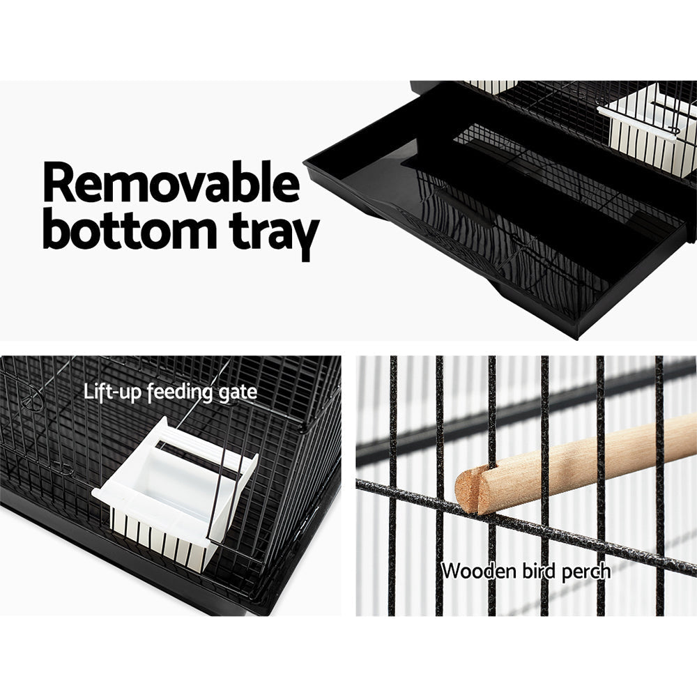 Medium Bird Cage with Perch - Black Fast shipping On sale