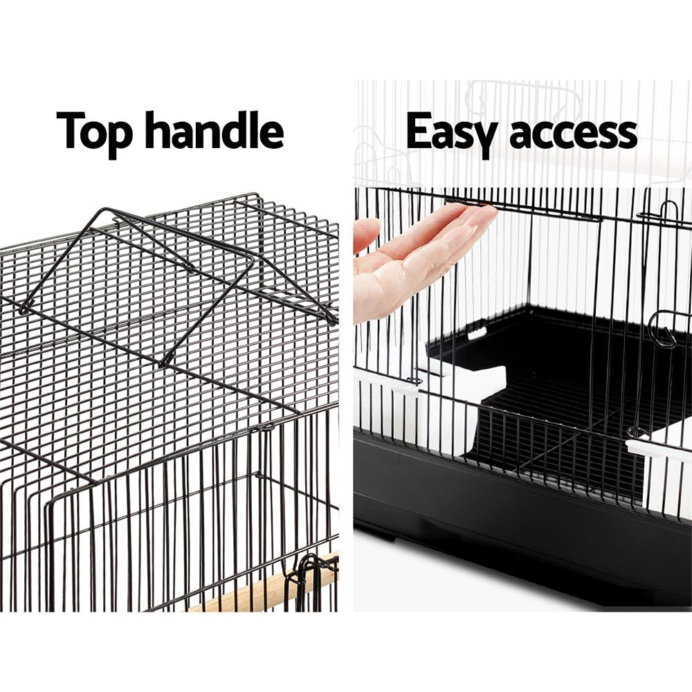 Medium Bird Cage with Perch - Black Fast shipping On sale
