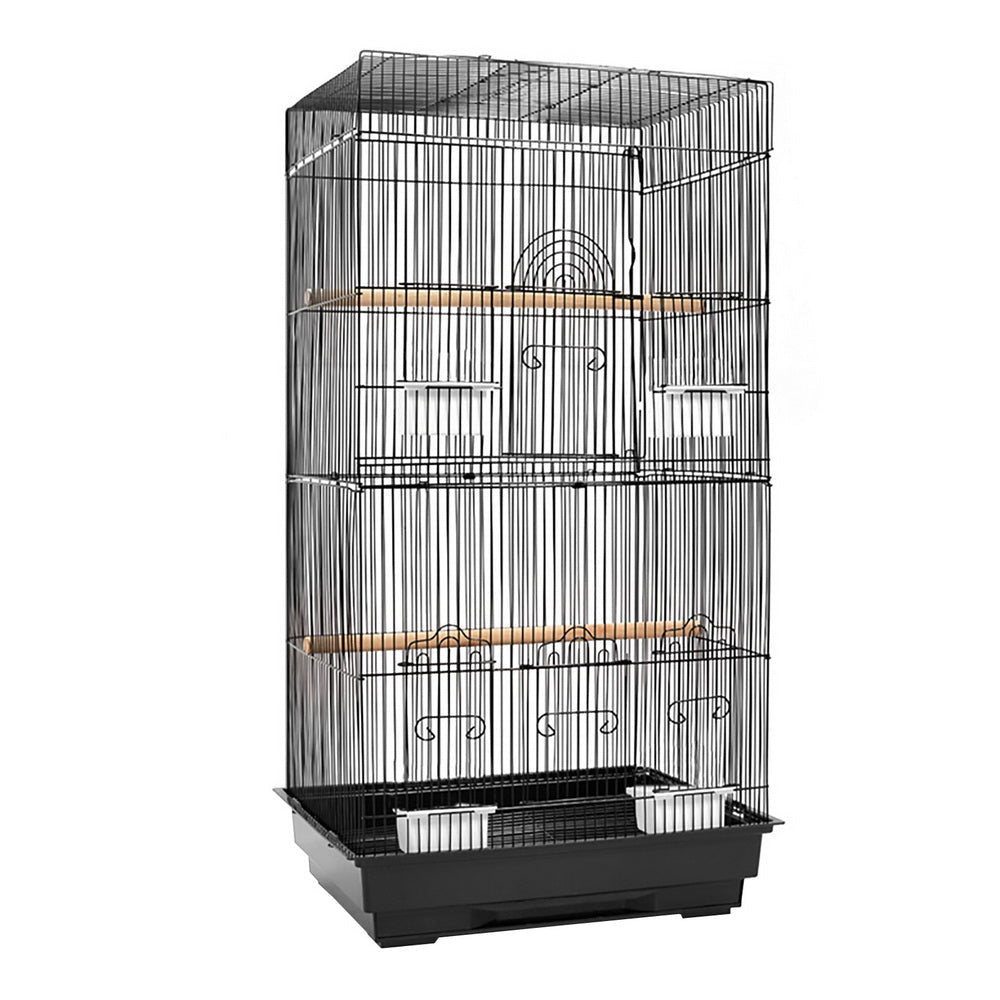 Medium Bird Cage with Perch - Black Fast shipping On sale