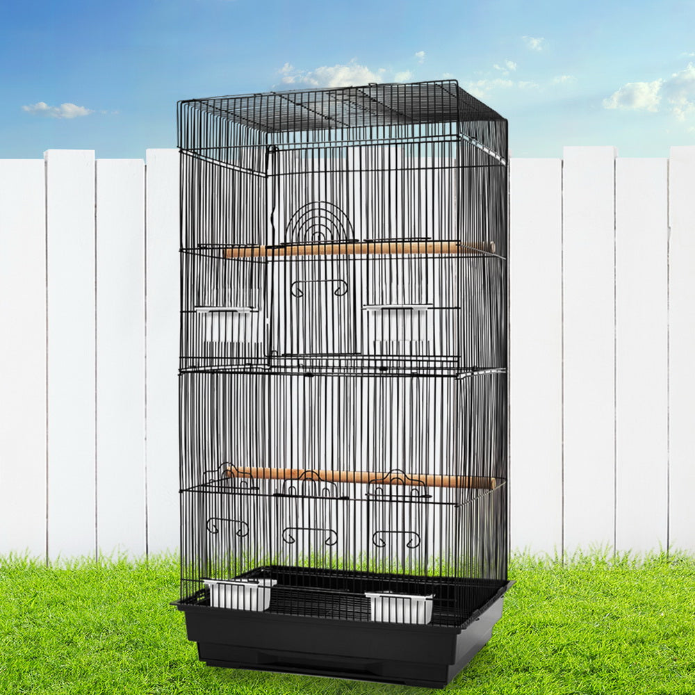 Medium Bird Cage with Perch - Black Fast shipping On sale