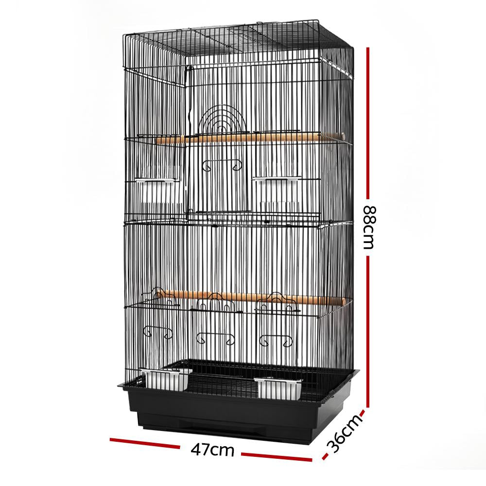 Medium Bird Cage with Perch - Black Fast shipping On sale