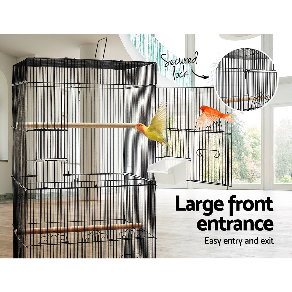 Medium Bird Cage with Perch - Black Fast shipping On sale