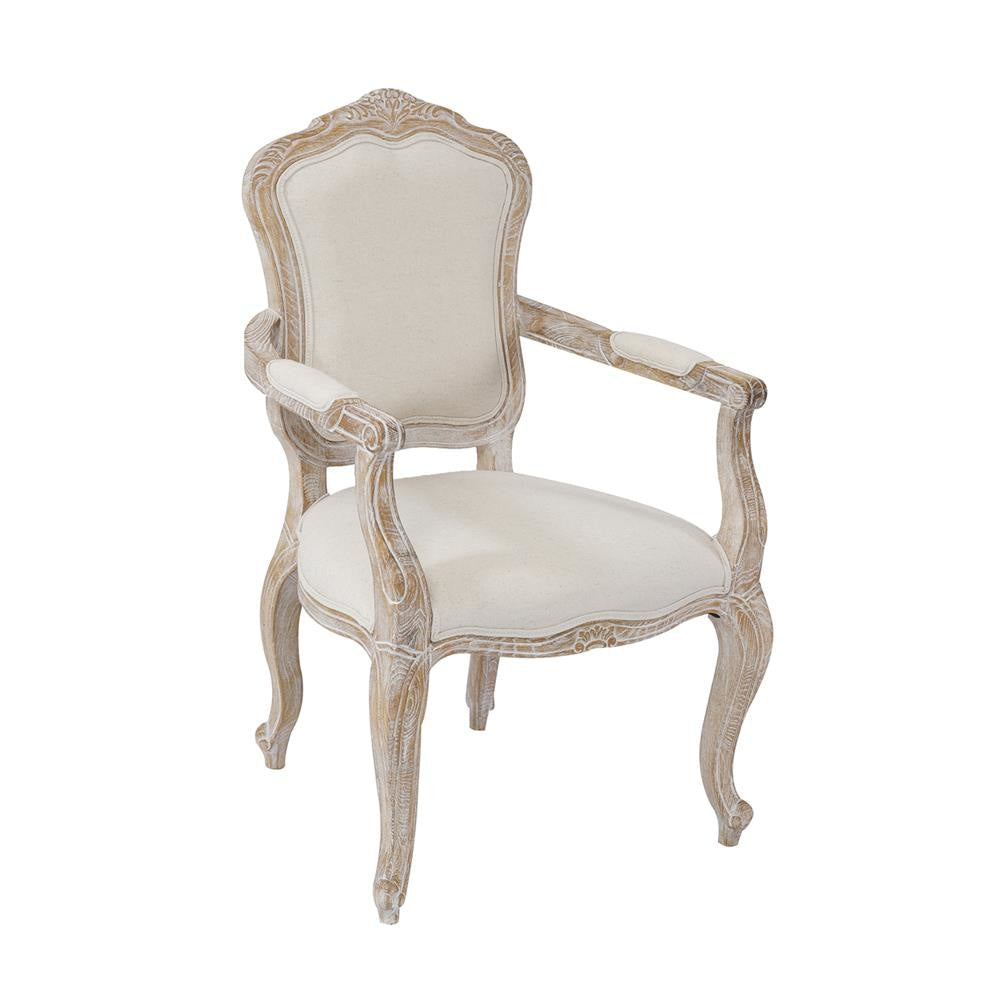 Medium Sizes Oak Wood White Washed Finish Arm Chair 7pcs Dining Set Fast shipping On sale