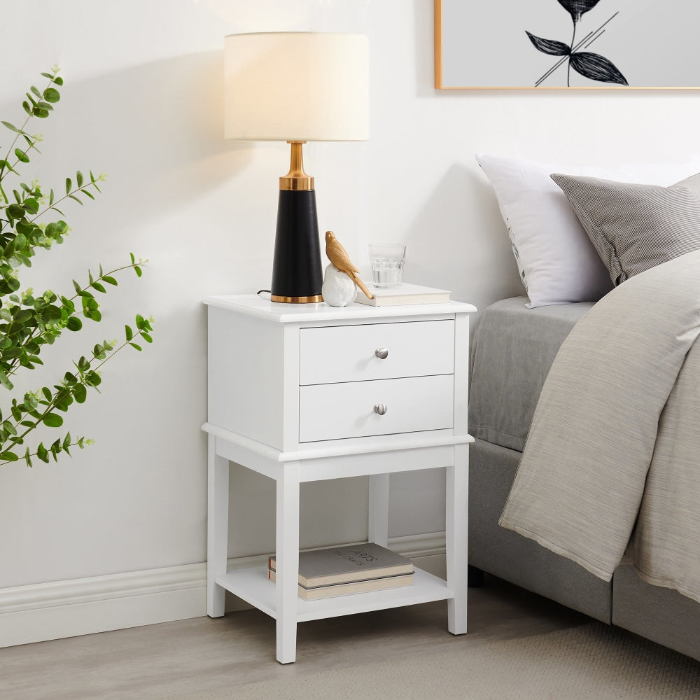 Merci 2-Drawer Bedside Nightstand End Lamp Side Table - White Fast shipping On sale