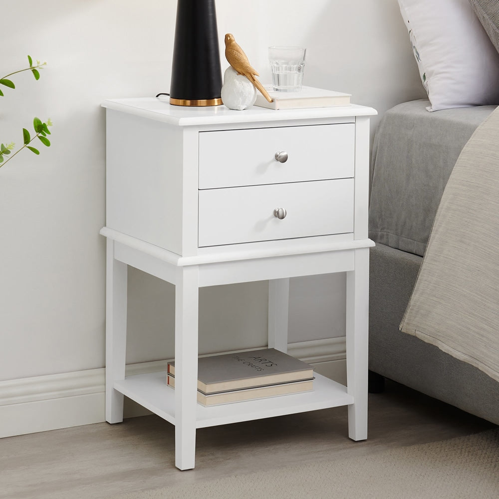 Merci 2-Drawer Bedside Nightstand End Lamp Side Table - White Fast shipping On sale