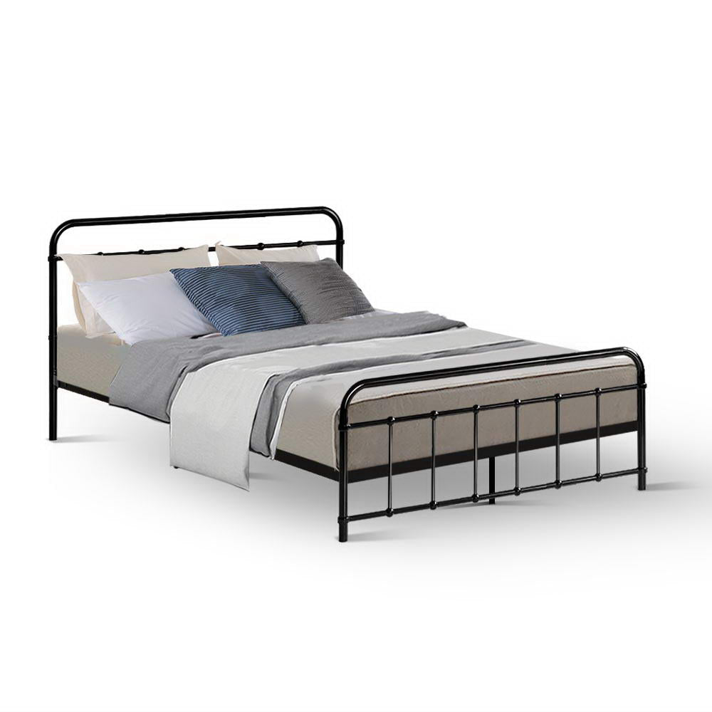 Metal Bed Frame Double Size Platform Foundation Mattress Base Leo Black Fast shipping On sale