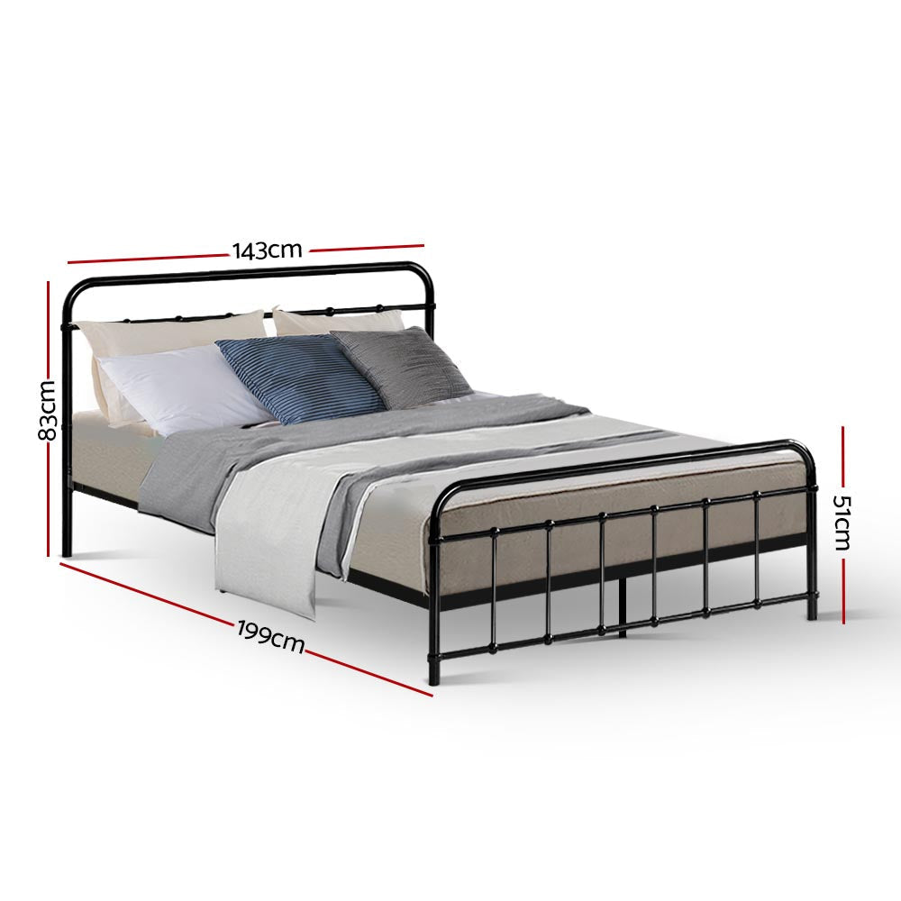 Metal Bed Frame Double Size Platform Foundation Mattress Base Leo Black Fast shipping On sale