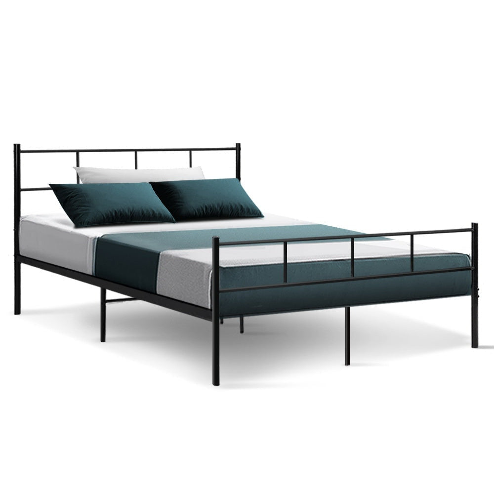 Metal Bed Frame Double Size Platform Foundation Mattress Base SOL Black Fast shipping On sale