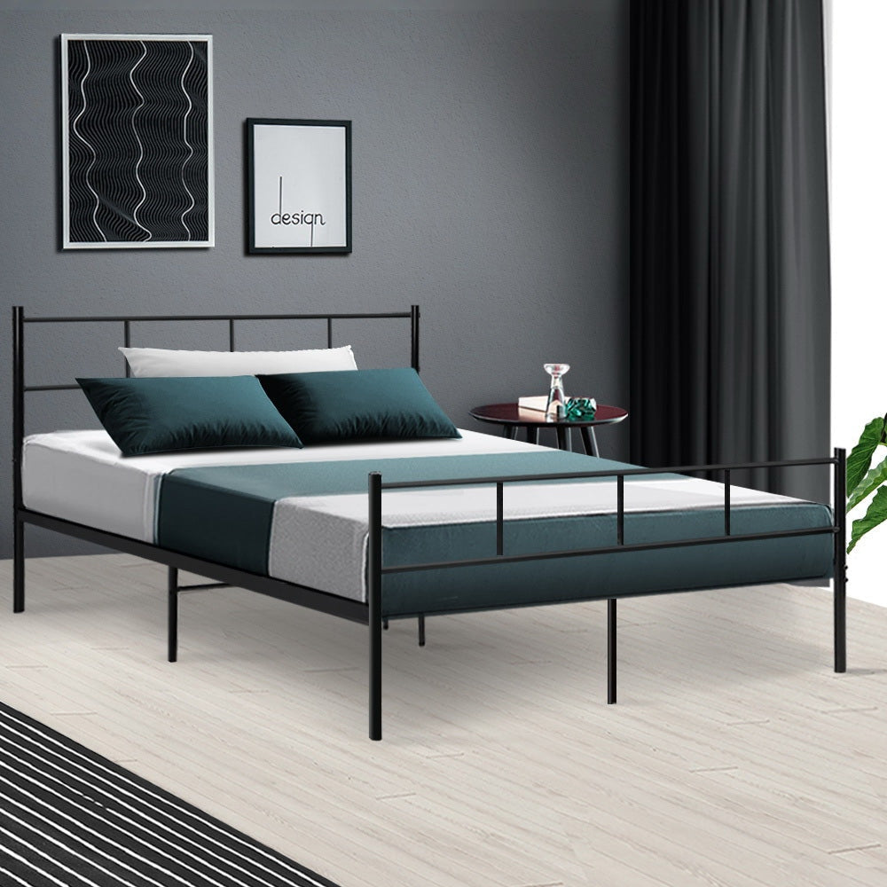 Metal Bed Frame Double Size Platform Foundation Mattress Base SOL Black Fast shipping On sale