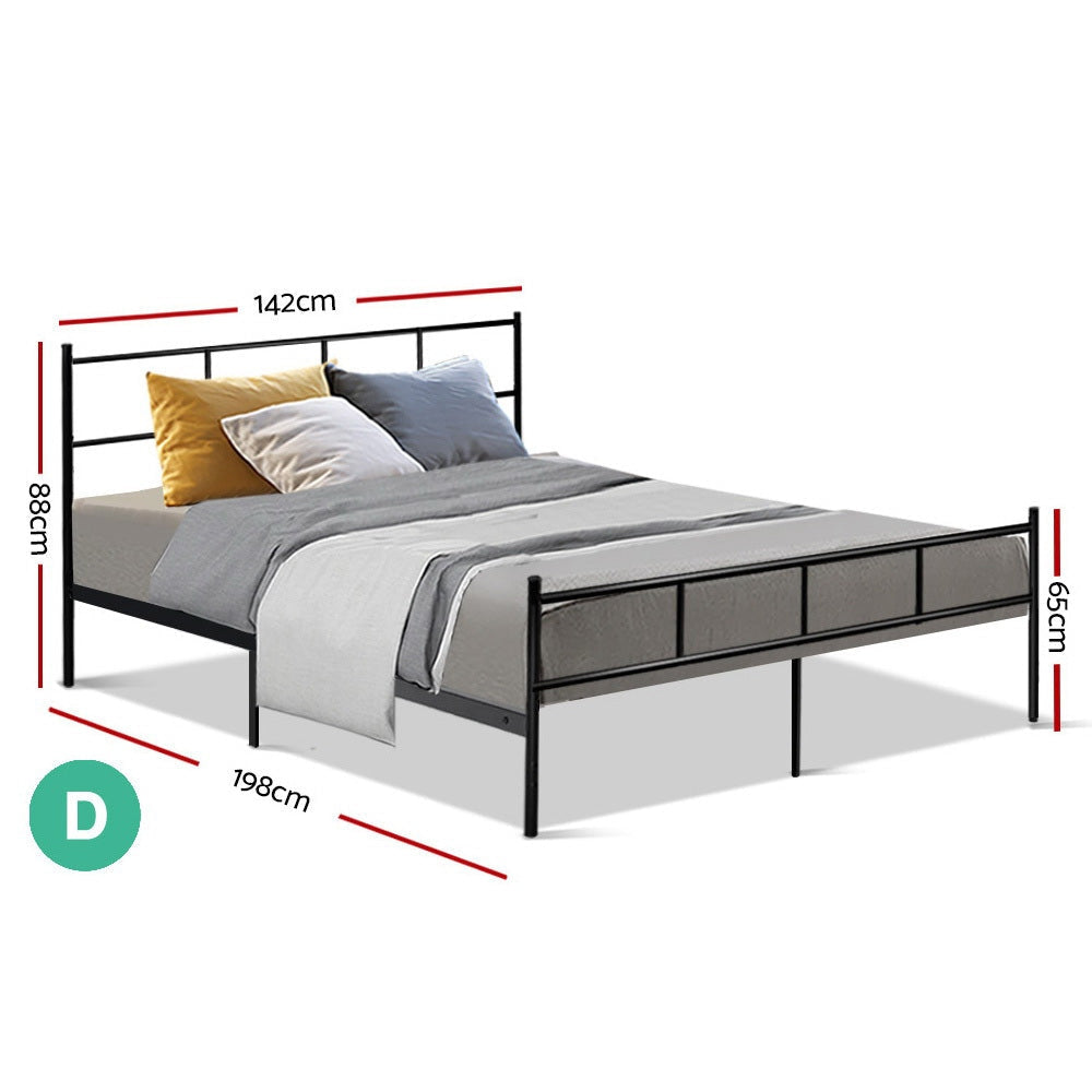 Metal Bed Frame Double Size Platform Foundation Mattress Base SOL Black Fast shipping On sale