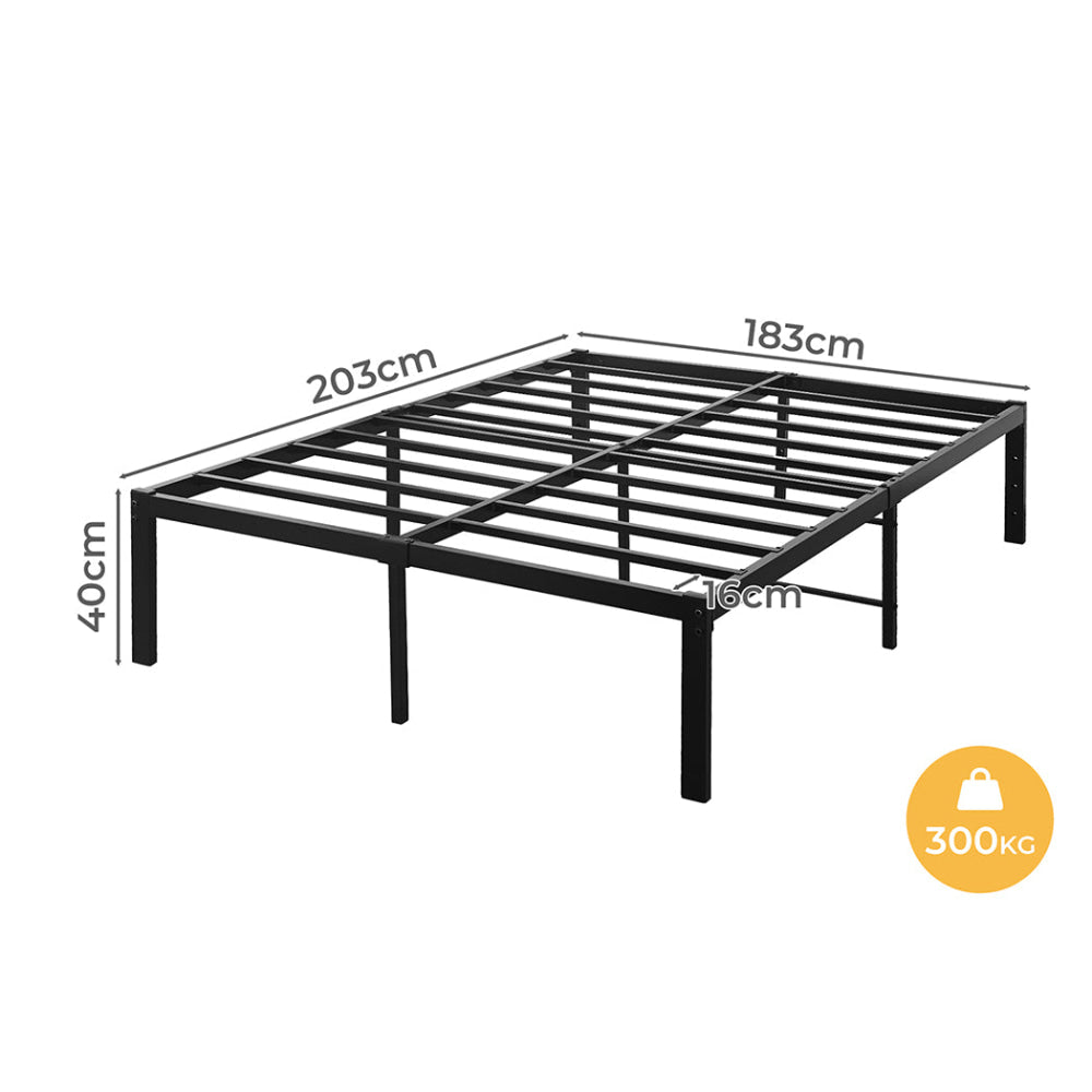 Metal Bed Frame Heavy Duty Platform With Storage Space And Center Support - Black (300 kg) Fast shipping On sale