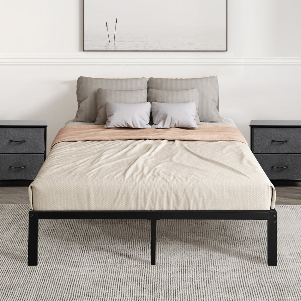 Metal Bed Frame Heavy Duty Platform With Storage Space And Center Support - Black (300 kg) Fast shipping On sale