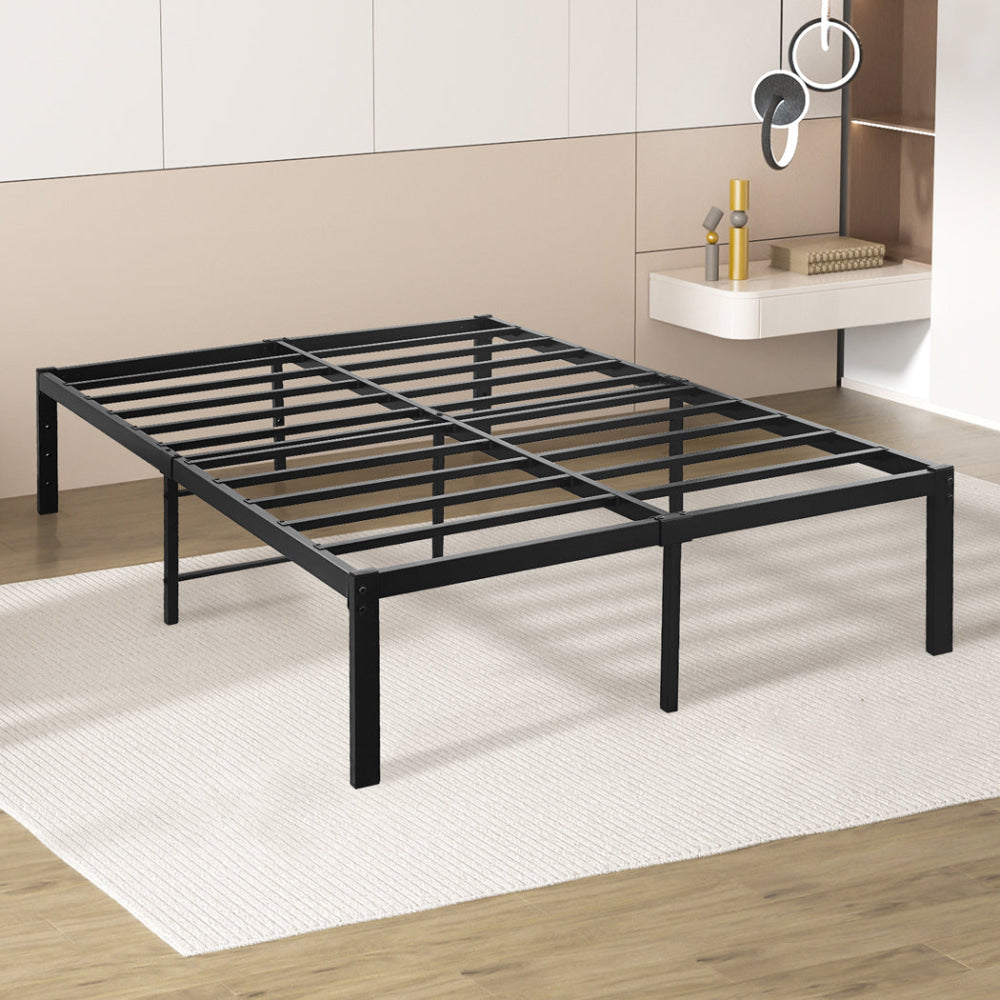 Metal Bed Frame Heavy Duty Platform With Storage Space And Center Support - Black (300 kg) Fast shipping On sale