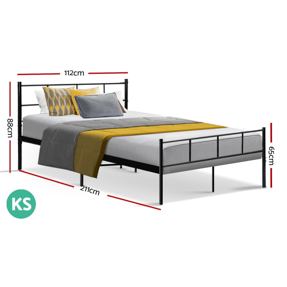 Metal Bed Frame King Single Size Platform Foundation Mattress Base SOL Black Fast shipping On sale