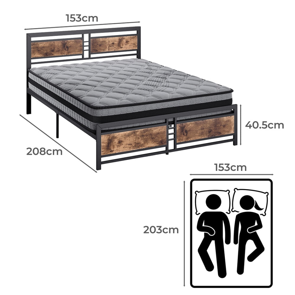 Metal Bed Frame Mattress Base Set Wood King Double Queen Pocket Spring HD Foam Q Fast shipping On sale