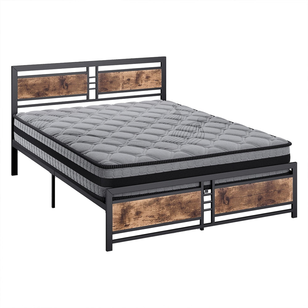 Metal Bed Frame Mattress Base Set Wood King Double Queen Pocket Spring HD Foam Q Fast shipping On sale