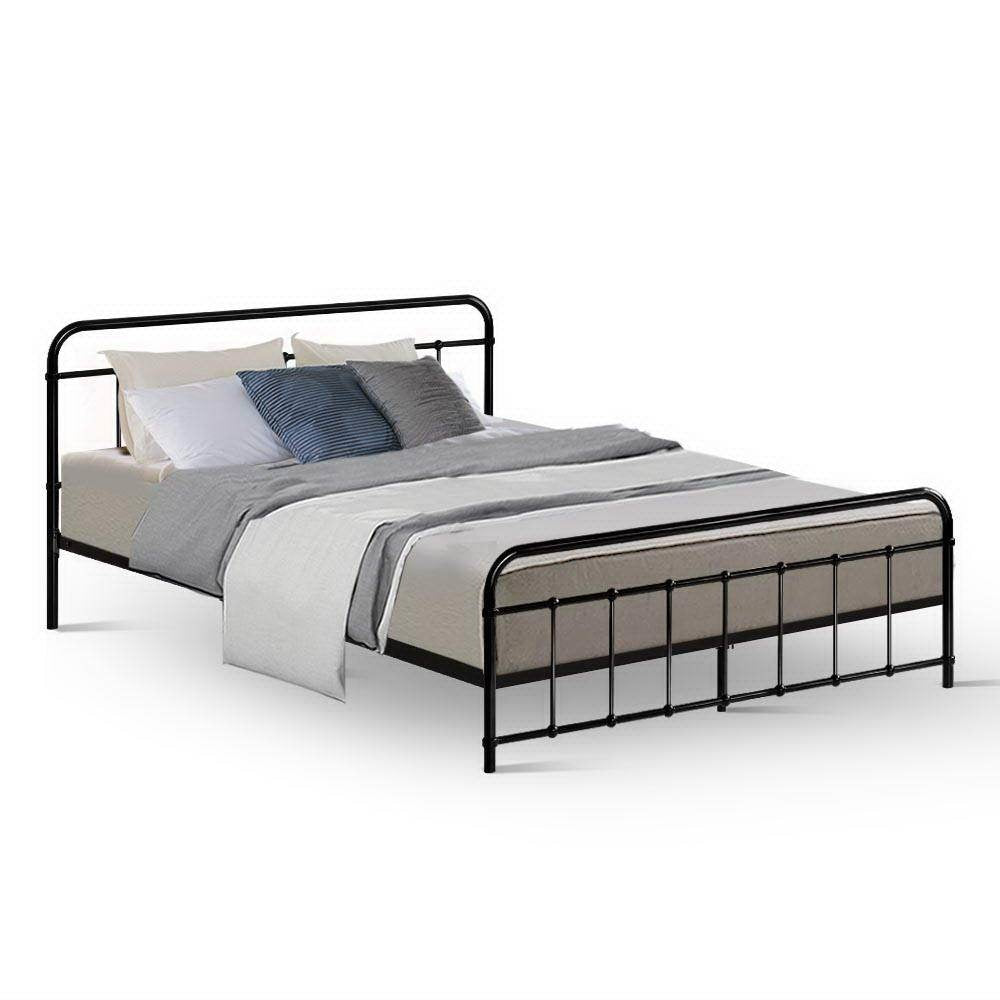 Metal Bed Frame Queen Size Platform Foundation Mattress Base Leo Black Fast shipping On sale