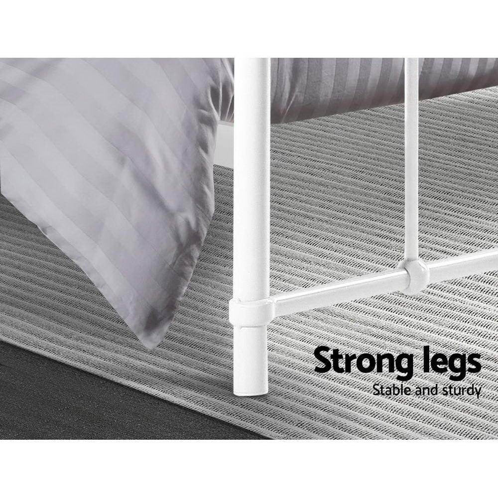 Metal Bed Frame Queen Size Platform Foundation Mattress Base Leo White Fast shipping On sale