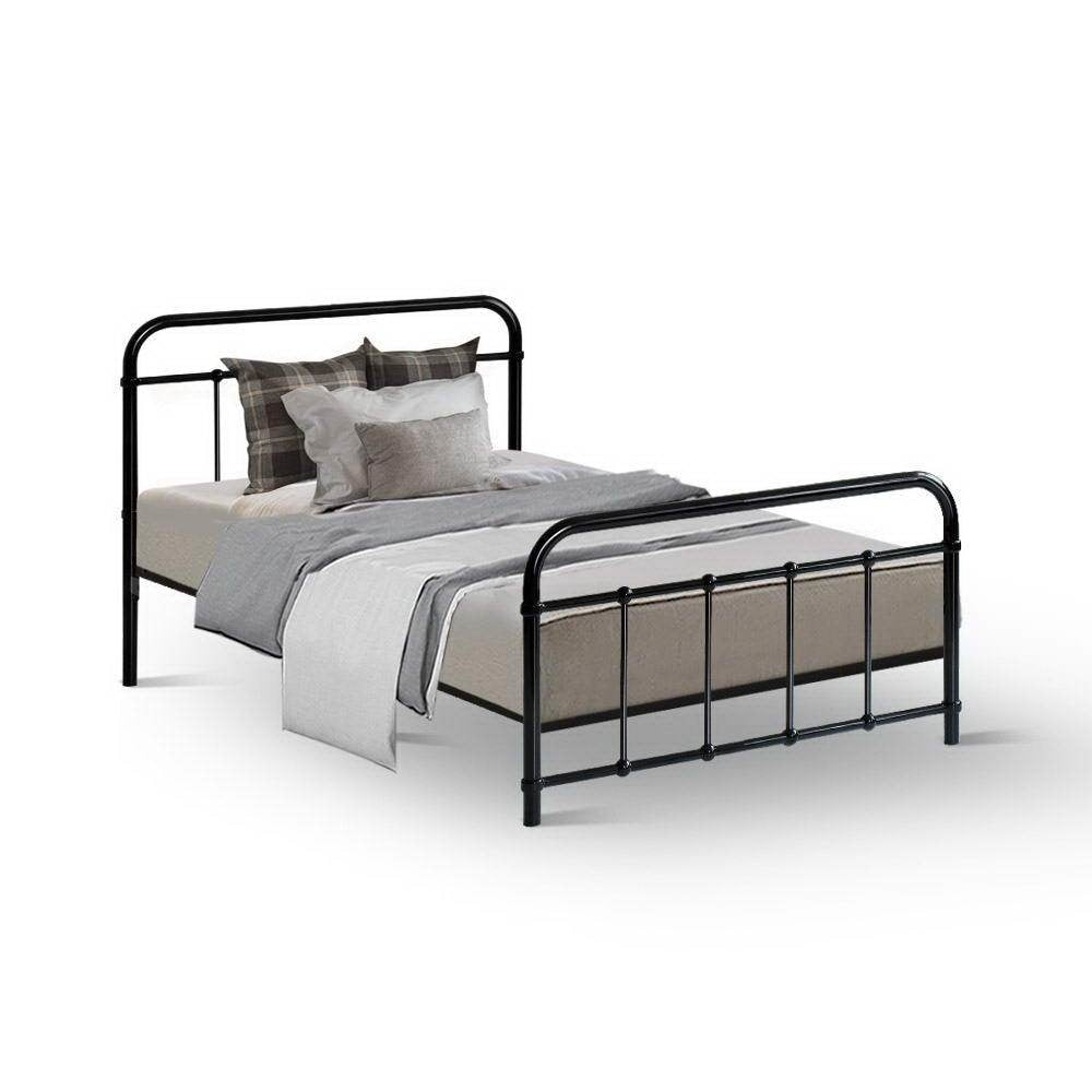 Metal Bed Frame Single Size Platform Foundation Mattress Base Leo Black Fast shipping On sale