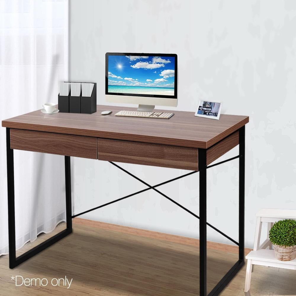 Metal Desk with Drawer - Walnut Office Fast shipping On sale
