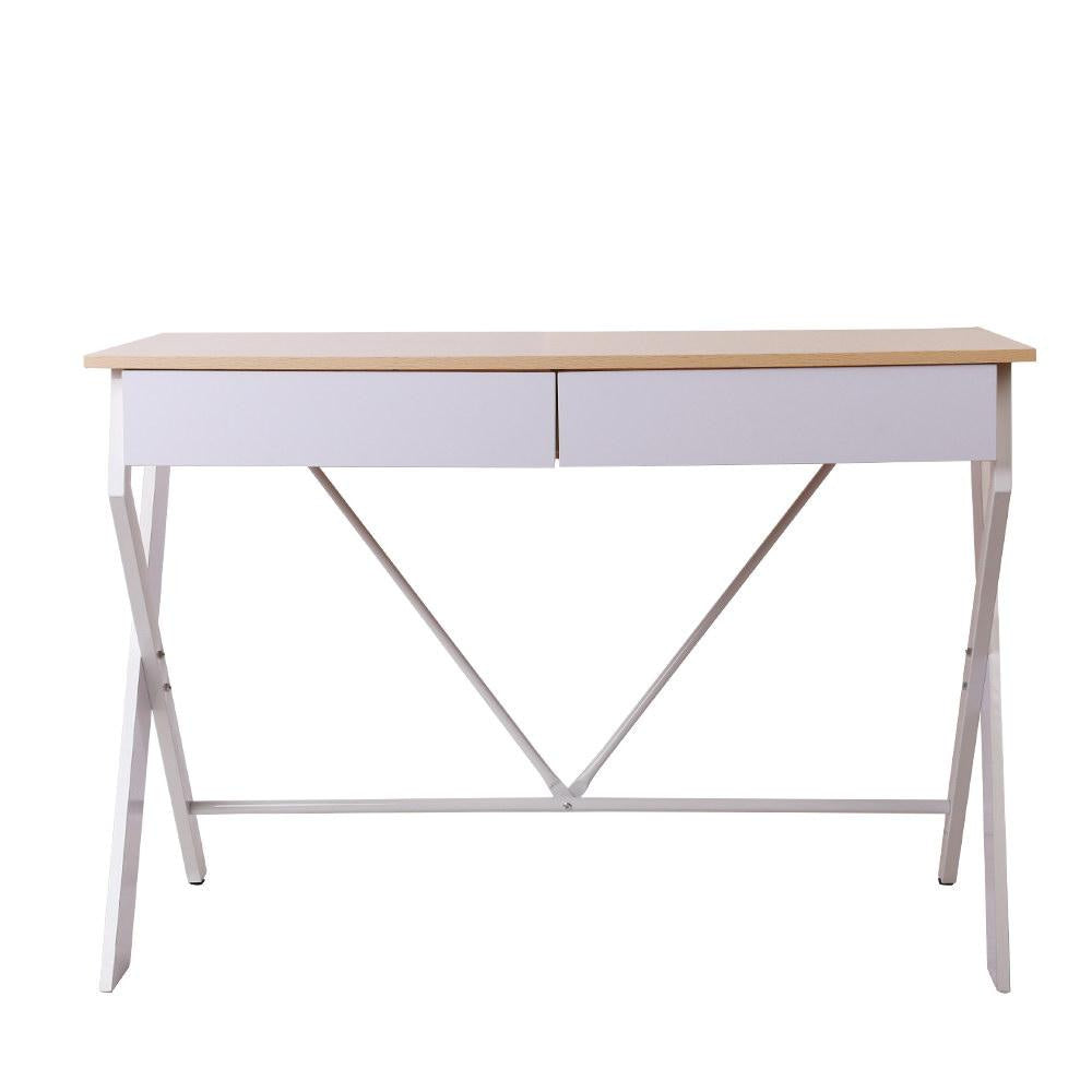Metal Desk with Drawer - White Oak Top Office Fast shipping On sale