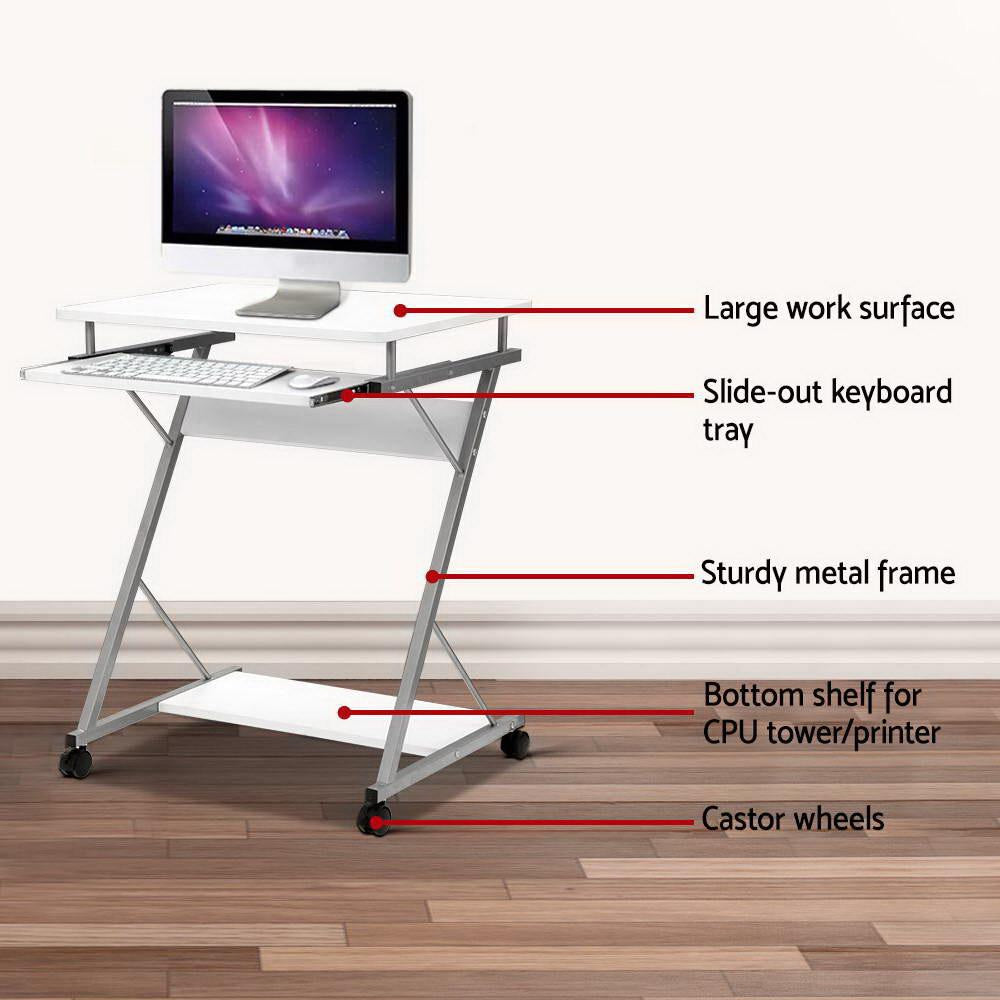 Metal Pull Out Table Desk - White Office Fast shipping On sale