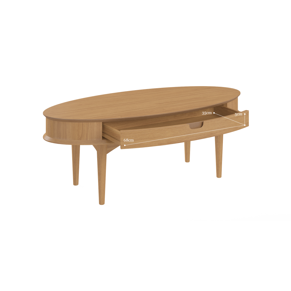 Mia Coffee Table with Drawer Scandi Oak Fast shipping On sale