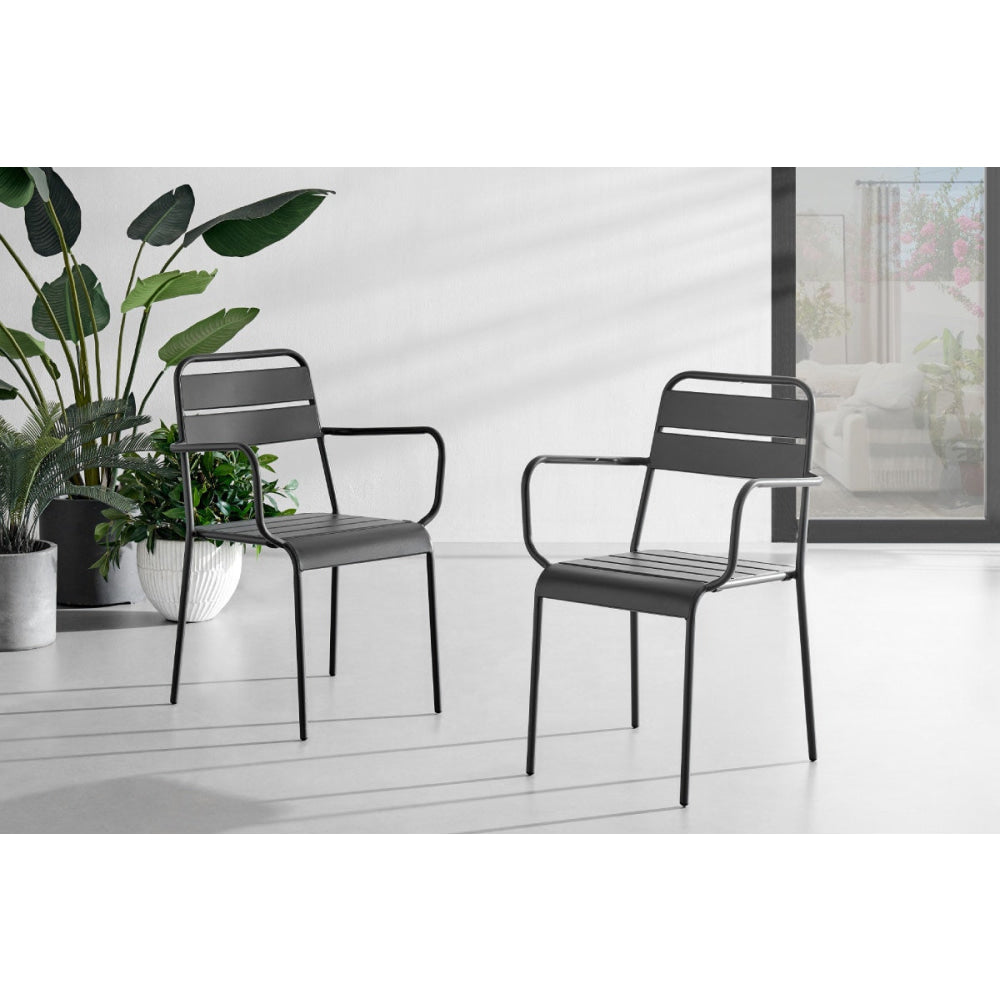 Miami Metal Outdoor Armchair Eucalyptus Furniture Fast shipping On sale