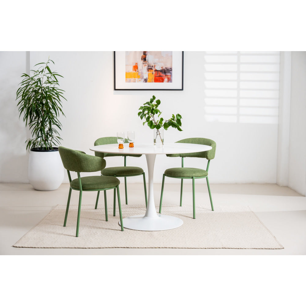 Mignon Modern Large Round Look Ceramic Kitchen Dining Table 120cm Snow White Fast shipping On sale