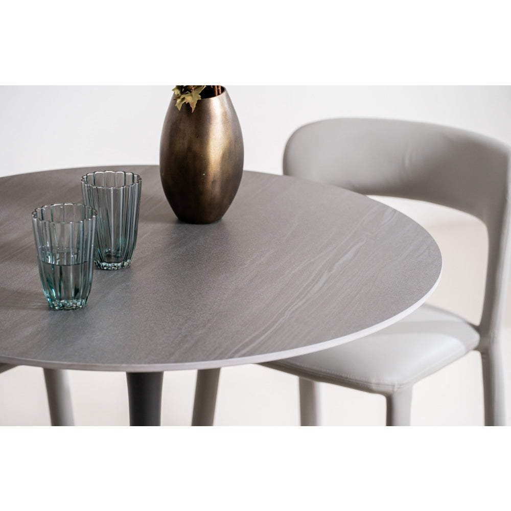 Mignon Modern Medium Round Look Ceramic Kitchen Dining Table 90cm Black Sand Fast shipping On sale