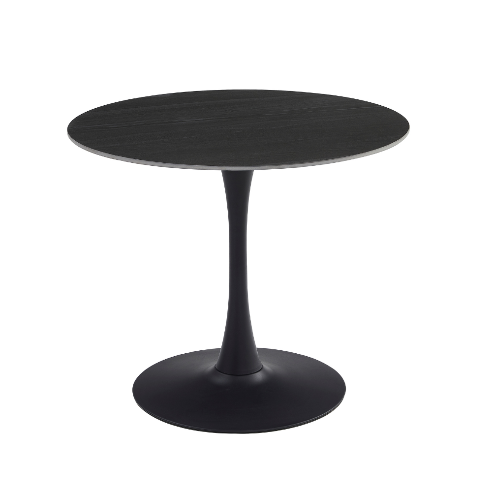 Mignon Modern Medium Round Look Ceramic Kitchen Dining Table 90cm Black Sand Fast shipping On sale