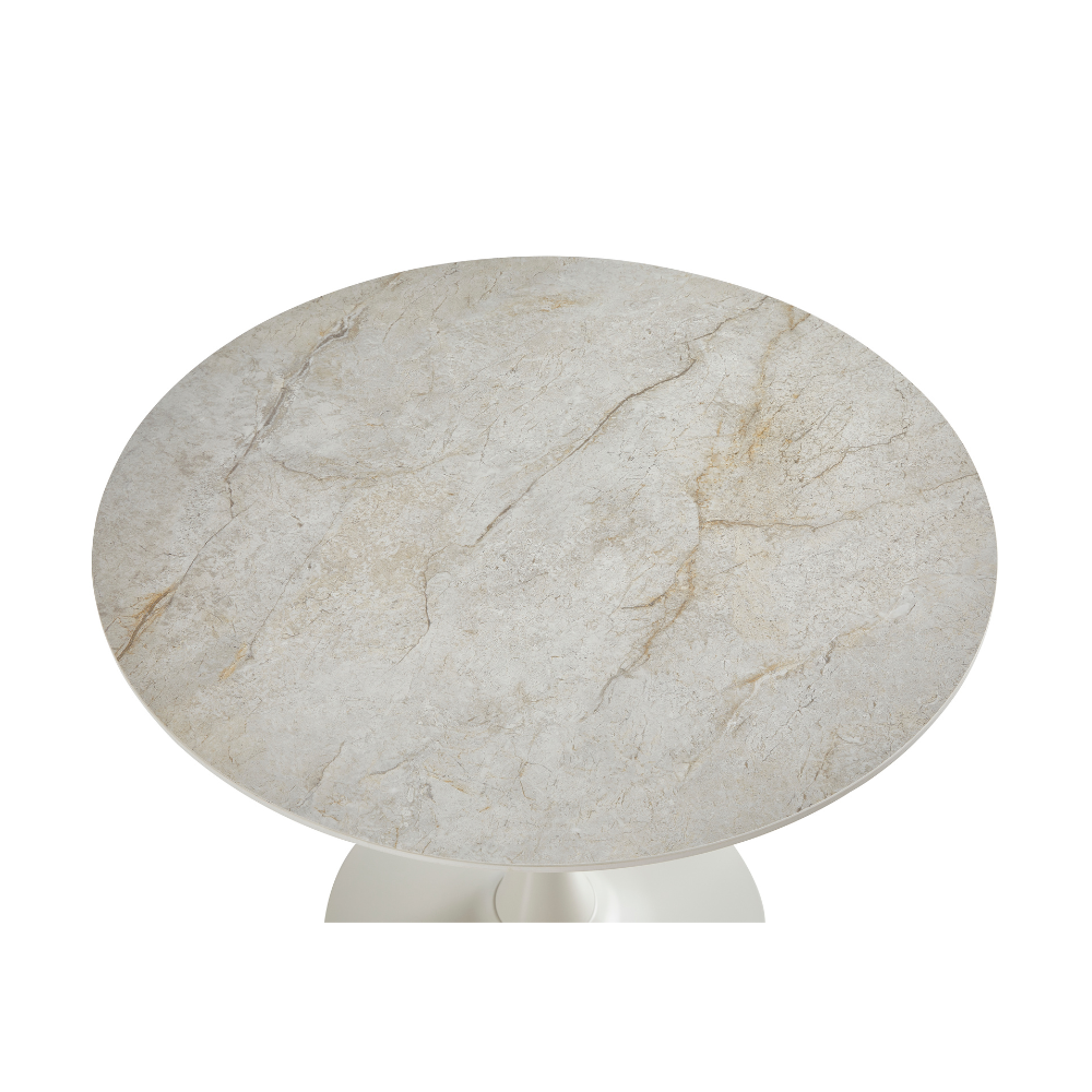 Mignon Modern Medium Round Look Ceramic Kitchen Dining Table 90cm Snow Rocky Fast shipping On sale